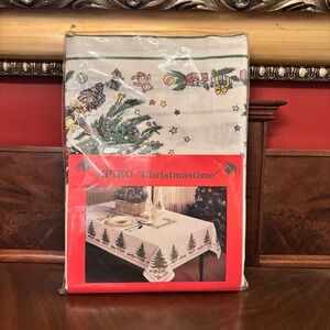 Nikko Christmastime‎ Tablecloth 60x84 Christmas Tree Toys Holiday NIP